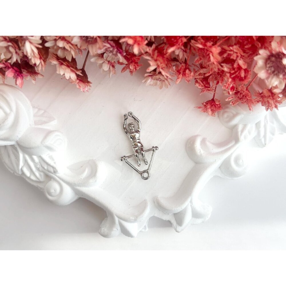 Gymnast | Acrobatic Man Silver Toned Teeny Tiny Figural Vintage Pendant | Charm - Picture 3 of 11